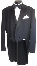 Neilallyn black peak lapel wool formal vtg tail tuxedo suit 46L pants-W40"x33"L