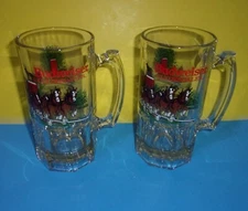 1991 Anheuser Busch Budweiser King Of Beers Clydesdales Glass Beer Mugs Steins