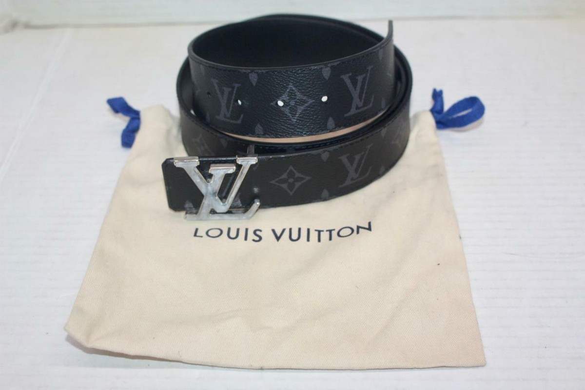 Louis Vuitton LV initials 40mm Reversible Belt Blue Monogram Canvas. Size 90 cm