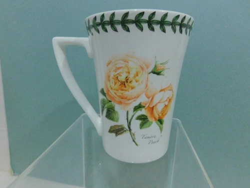 Portmeirion Botanic Garden Mandarin mug, Tamora Peach,  4-1/2", fine, England