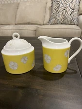 Mikasa Cream and Sugar Set Pansy Yellow Fine China Very Pretty Set