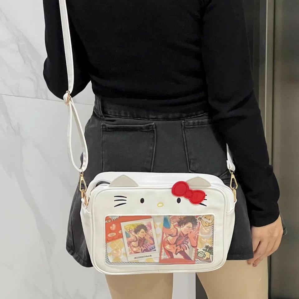 Sanrio Hello Kitty Transparente Ventana 2 Vías Bolso Mensajero Cuero JK Ita Pin Bolso Foto 4 de 4