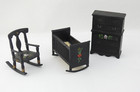 Vintage Renewal Dollhouse Nursery Furniture Dutch Chair Crib Cabinet Black