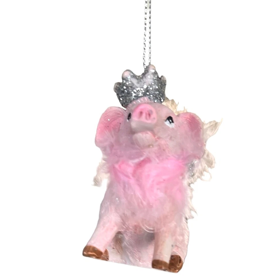 Adorno de cerdo ángel - Resina cuando los cerdos vuelan hada princesa ping boa animal vestido Foto 3 de 4