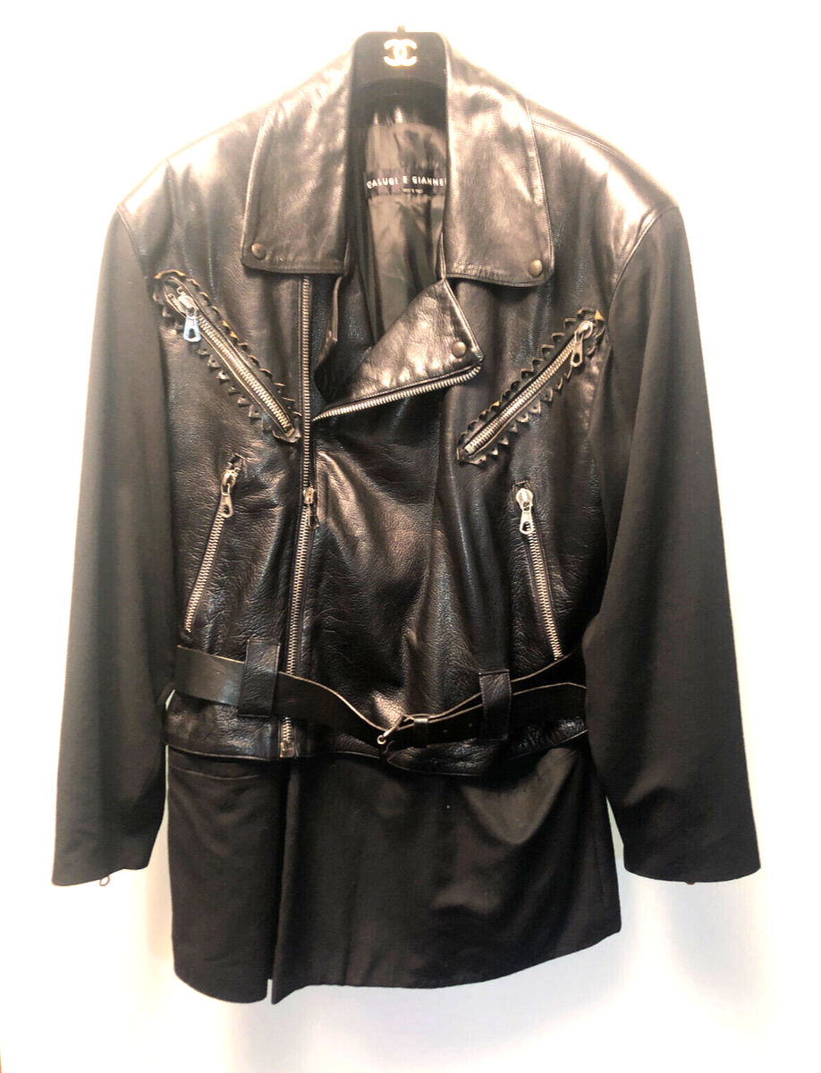 CALUGI E GIANNELLI レイヤードレザージャケット archive CALUGI E GIANNELLI Rare 90's Hybrid Jacket in Black Leather and