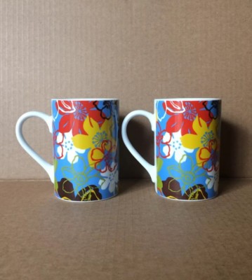 Konitz Flower Power  Coffee Tea Mugs Cups 2 Retro Ceramic NWT Floral Gift