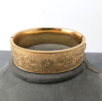 Ballou Gold Filled Antique Taille d'Epargne Bangle Bracelet 3/4