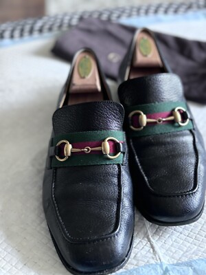 MENS GUCCI Leather Classic Red And Green Striped Horsebit  display picture 1