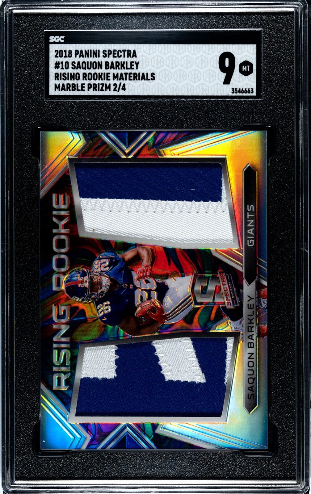 Saquon Barkley Panini Spectra Rising Rookie Materials #10 Marble