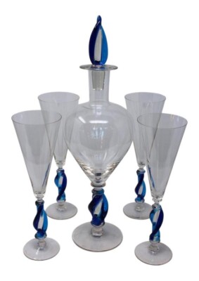 $200 Off! Beautiful Vintage Wineglasses and Carafe of Murano Glass by Cenedese