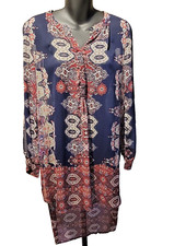 Knox Rose Womens Shear Floral Peasant Boho Long Sleeve Shirts Dress Hi Low XS