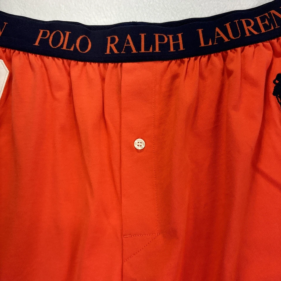 Polo Ralph Lauren Hombres L 34x11 Pantalones Cortos para Dormir Naranja Big Pony Cintura Elástica Foto 4 de 4