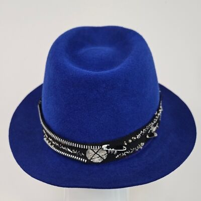 My Bob  Hat Cap Fedora FOLCO blue WOOL FELT