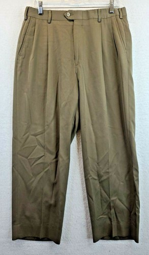 Sansabelt Mens 32 x 28 Beige Pleated 