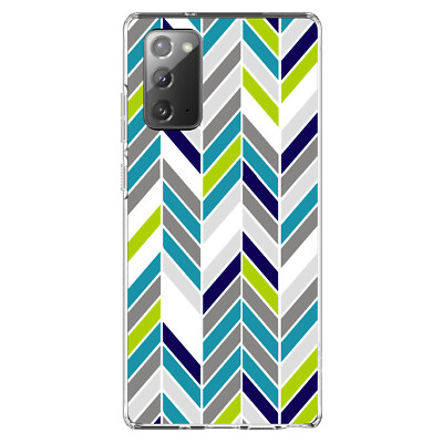 Clear Case for Galaxy Note Teal Navy Grey Herringbone