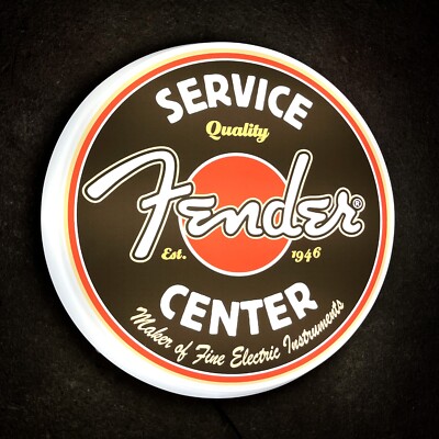 FENDER GUITAR SERVICE CENTER Leucht LED Wandschild Männerhöhle Musikinstrument