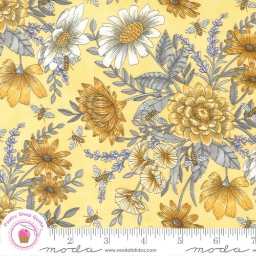 Moda HONEY LAVENDER 56083 12 Yellow Floral Deb Strain Quilt Fabric - Picture 1 of 6