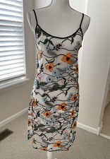 NWT Forever 21 Floral Embroidered Sheer Dress/ Cover-up Adjust Straps Sz Small