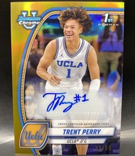 2024-25 1st Bowman University Chrome Trent Perry Gold Refractor /50 Auto UCLA