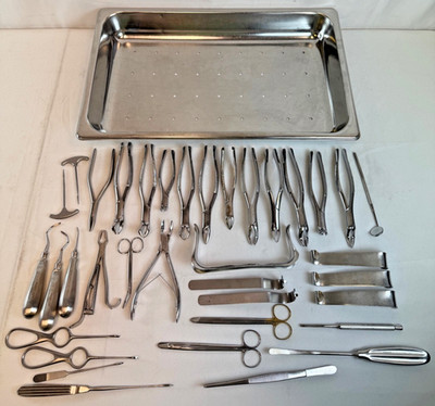 36 Piece W. Lorenz KLS Martin Dental Tray Oral Surgery Set w/ Perforated Pan