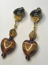 Ohrclips/Vintage Muranoglas/Cabochon-Harz mit Goldstaub/4,5 cm