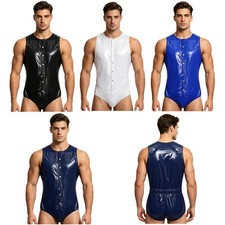 Men Unitard Tights Jumpsuit Side Zippers Bodysuit Dating Night Rompers Easy To