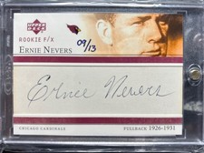 2002 Upper Deck Rookie F/X Ernie Nevers Cut Auto/13 RARE