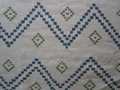 Peter Dunhams' TAJ Linen Fabric Indigo / Green 52''L PLUS extra x 54''w