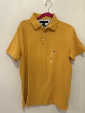 Tommy Hilfiger Men's Slim Fit Solid Stretch Mesh Short Sleeve Polo Gold Large