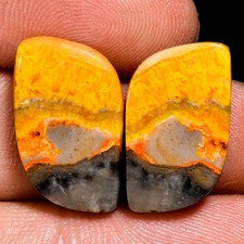 17.55 Ct Natural Bumble Bee Jasper Earring Pair Shape Gemstone 11x20x3 mm TP251