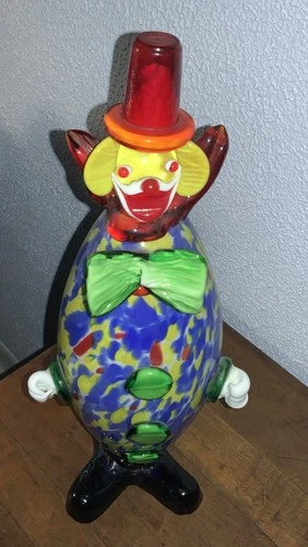 Murano Venetian Art Glass Clown Figurine Hand Blown 14 Inches