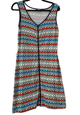M&S Limited Geometric Viscose Tank Dress UK 10 Sleeveless Multi-Colour