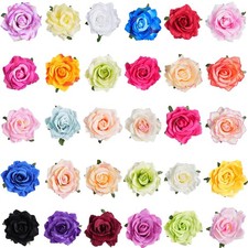 30 PCS Artificial Rose Flower Hair Clips 4 Inch Large Claw Thick Accessories