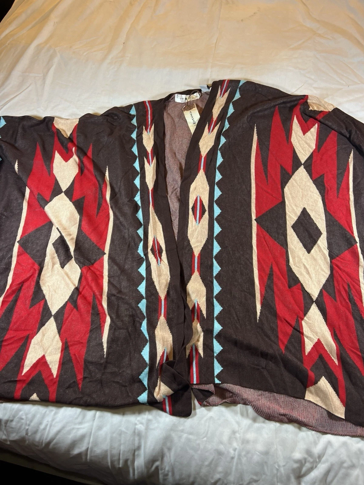 Rancho Estancia Southwest Viscose Poncho Cardigan Sweater Women’s One Size NWT