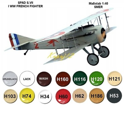 SPAD S.VII I WW FIGHTER Modell im Maßstab 1:40 + Modellfarben, Grundlack ..