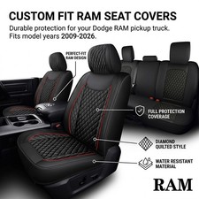 Premium Leather Car Seat Cover Fit For Dodge Ram 1500 2500 2009-2026 Front Rear