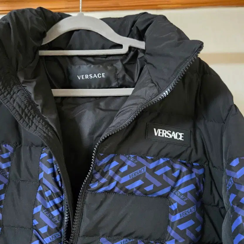 Versace Black Logo Pattern Puffer Jacket - New wi… - image 3