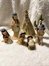 Vintage Gregory Perillo's Sagebrush Kids Nativity 7 Pieces, Christmas 1985