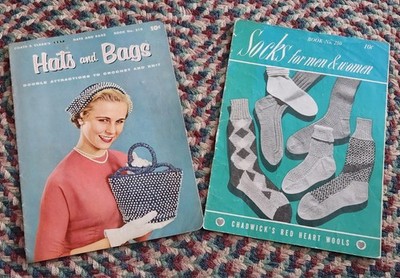 Crochet Knit Pattern Books HATS Sailor Dutch Cloche BAGS purses #310, SOCKS #250