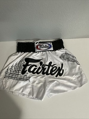 Fairtex Muay Thai MMA Tiger Shorts White Black Size M
