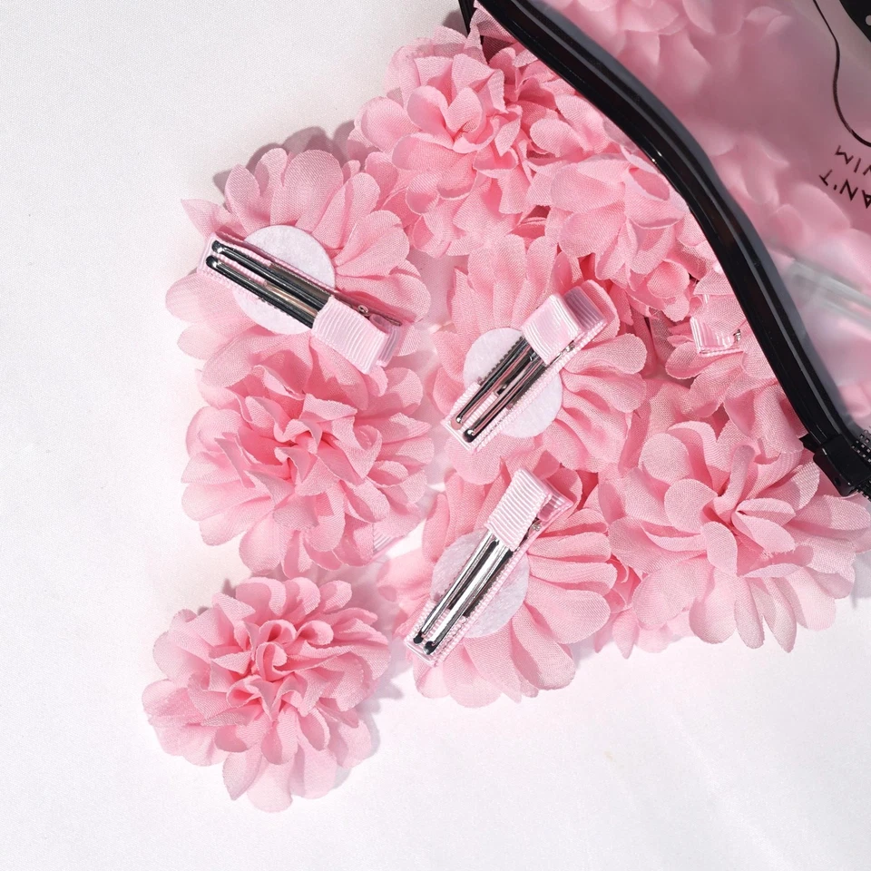 20pcs 2" Chiffon Flower Hair Bows Fully Lined Flower Tiny Hair Clips Fine Hair G - Image 4 of 4