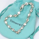 Tiffany & Co. Heart Link Bracelet 7.3" Silver 925 Auth w/Bag #4146
