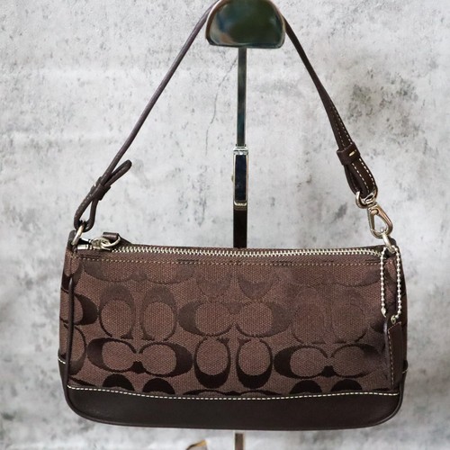 Vintage Y2K Coach Signature Demi 6094 Braun Leder Schultertasche Handtasche Monogramm