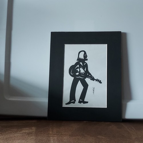 Hou-tien Cheng Meister chinesischer Papierschneider Gitarrenspieler signiert mattiert 11x14 Vintage - Bild 2 von 7