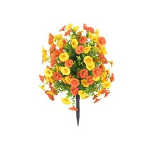 Realistic 41cm Morning Glory Grass Ball with Ground Spike for Easy Setup