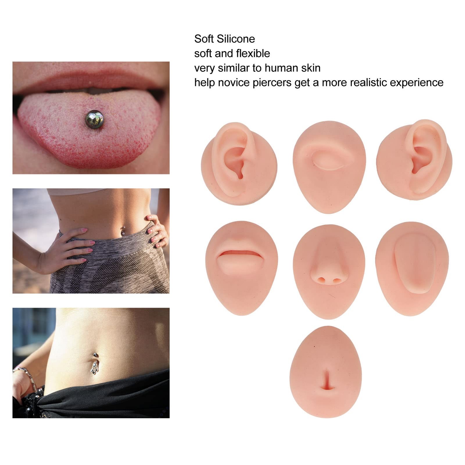 Fayelume 7PCS Piercing Practice Model Kit, Silicone Body Part Model For - second product detail image