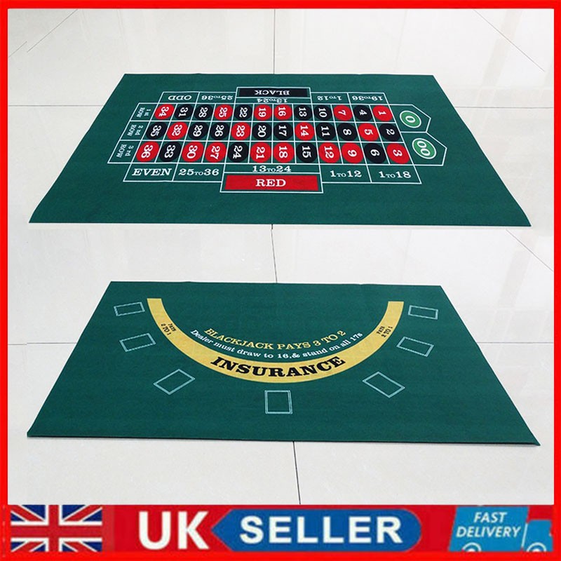 Blackjack Roulette Poker Table Top Mat Double-Sided Felt Cloth Cover Waterproof