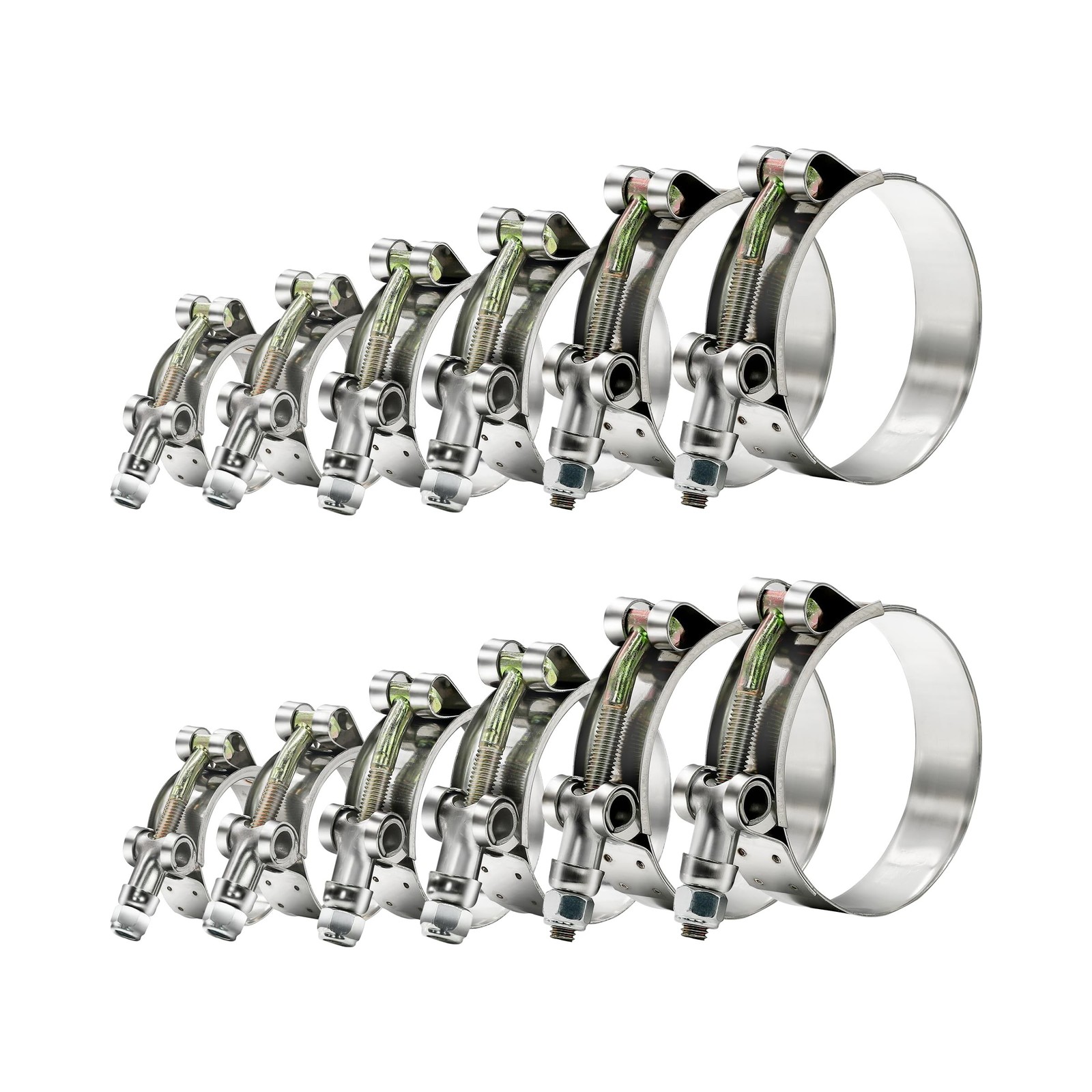 12pcs Hose Clamp Set, PEROMI T-bolt Radiator Heavy Duty Hose Clamps 6 Size 3/...