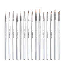 15PCS Fine Detail Paint Brush Set, Miniature, Acrylic, Gouache, Watercolor