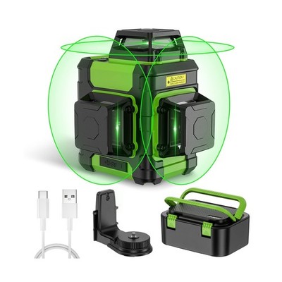 Huepar Laser Level 360 Self Leveling, Rechargeable Green Laser 3x360° Cross
